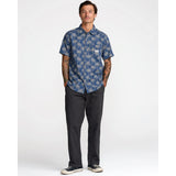 RVCA RVCA Men's Exotica Short Sleeve Shirt - Dark Denim Dark Denim S Mens Button Up Short Sleeve Shirts