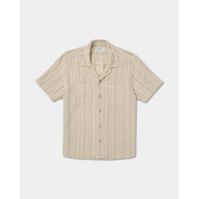 RVCA RVCA Men's Exotica Stripe Short Sleeve Shirt - Light Khaki Light Khaki S Mens Button Up Short Sleeve Shirts