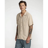 RVCA RVCA Men's Exotica Stripe Short Sleeve Shirt - Light Khaki Light Khaki S Mens Button Up Short Sleeve Shirts