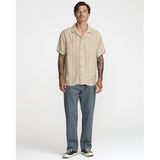 RVCA RVCA Men's Exotica Stripe Short Sleeve Shirt - Light Khaki Light Khaki S Mens Button Up Short Sleeve Shirts