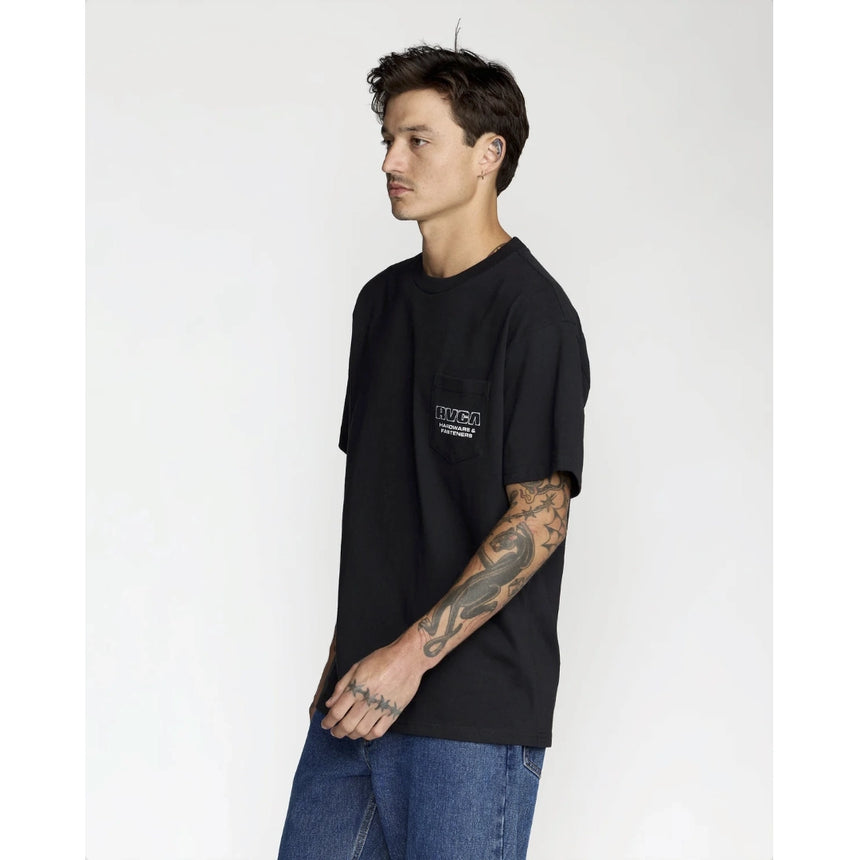 RVCA RVCA Men's Fasteners Pocket Short Sleeve Shirt - Black Black S Mens T-Shirts