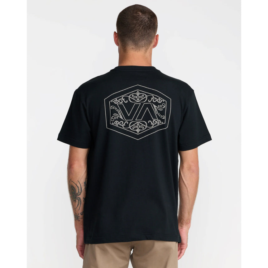 RVCA RVCA Men's Hex Filigre Short Sleeve Shirt - Black Black M Mens T-Shirts