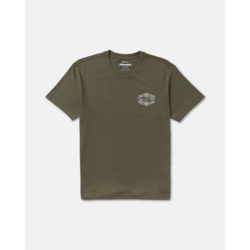 RVCA RVCA Men's Hex Filigre Short Sleeve Shirt - Fatigue Fatigue S Mens T-Shirts