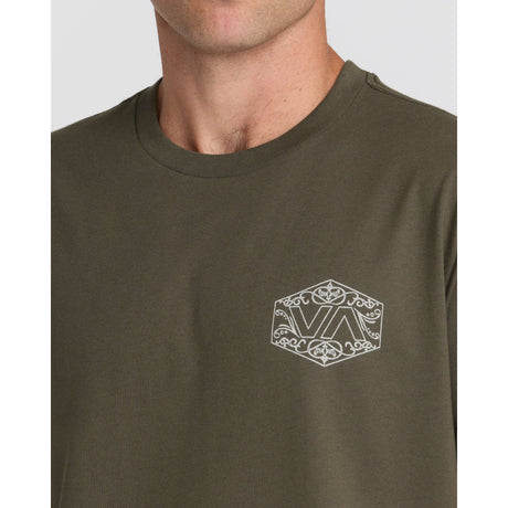 RVCA RVCA Men's Hex Filigre Short Sleeve Shirt - Fatigue Fatigue S Mens T-Shirts