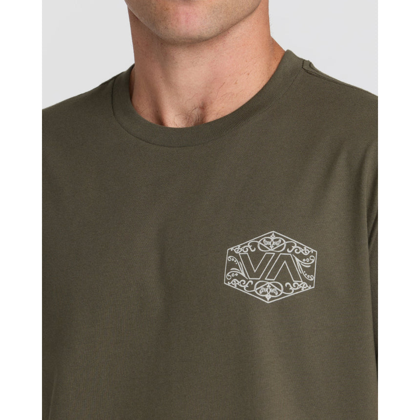 RVCA RVCA Men's Hex Filigre Short Sleeve Shirt - Fatigue Fatigue S Mens T-Shirts