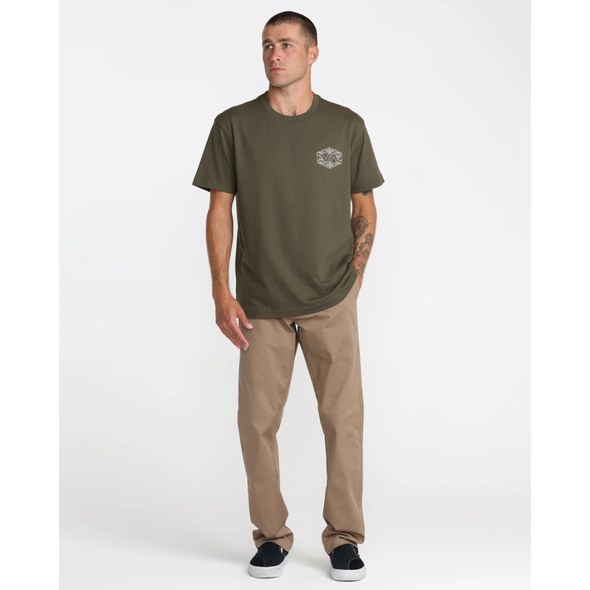 RVCA RVCA Men's Hex Filigre Short Sleeve Shirt - Fatigue Fatigue S Mens T-Shirts