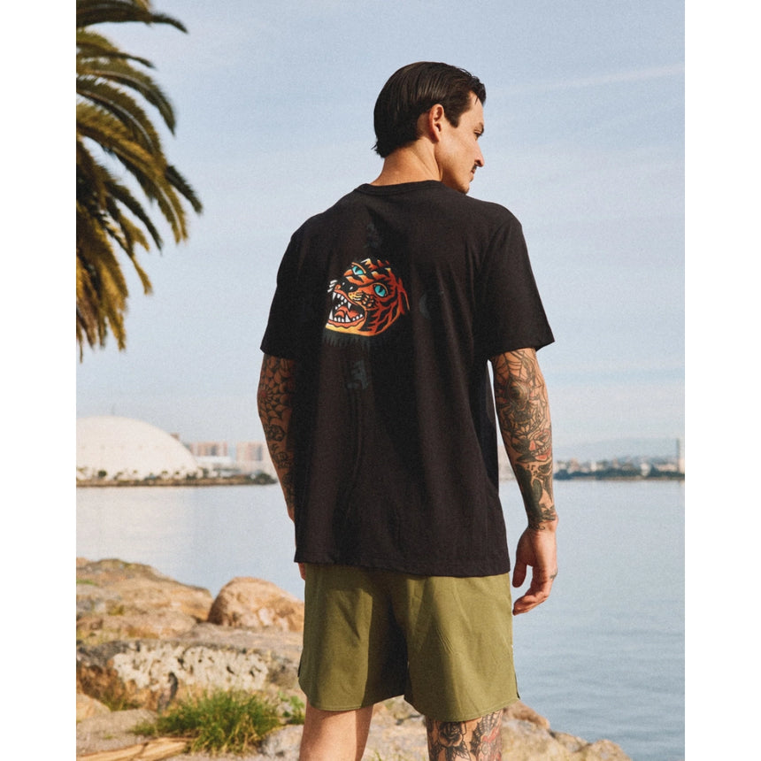 RVCA RVCA Men's Kaleb Tiger Short Sleeve Shirt - Black Black S Mens T-Shirts