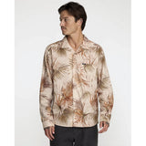 RVCA RVCA Men's Mel G Palm Long Sleeve Shirt - Khaki Khaki M Mens Button Up Long Sleeve Shirts