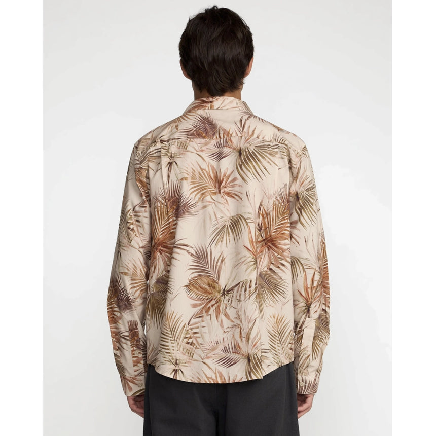 RVCA RVCA Men's Mel G Palm Long Sleeve Shirt - Khaki Khaki M Mens Button Up Long Sleeve Shirts
