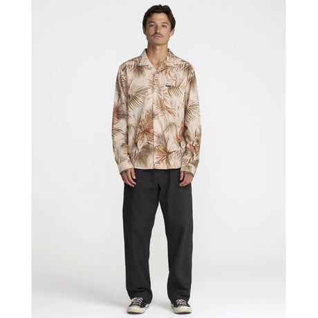 RVCA RVCA Men's Mel G Palm Long Sleeve Shirt - Khaki Khaki M Mens Button Up Long Sleeve Shirts