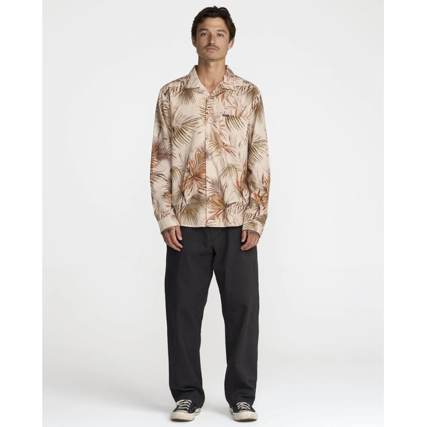 RVCA RVCA Men's Mel G Palm Long Sleeve Shirt - Khaki Khaki M Mens Button Up Long Sleeve Shirts