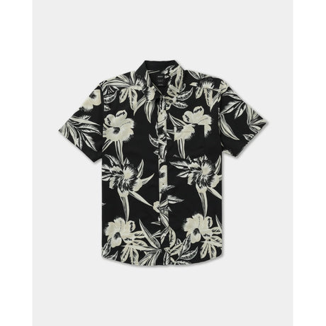 RVCA RVCA Men's Overspray Short Sleeve Shirt - Black Black S Mens Button Up Short Sleeve Shirts