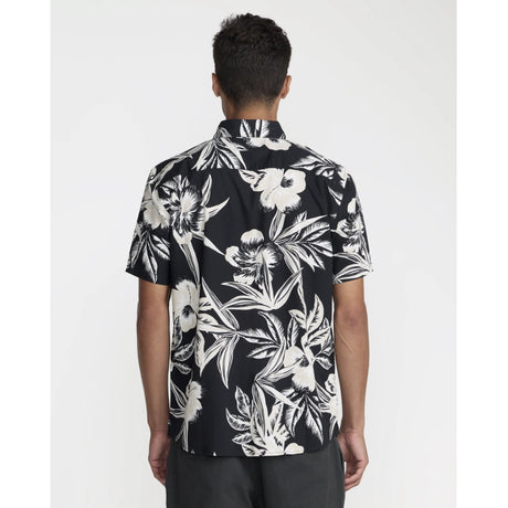 RVCA RVCA Men's Overspray Short Sleeve Shirt - Black Black S Mens Button Up Short Sleeve Shirts