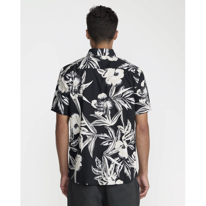 RVCA RVCA Men's Overspray Short Sleeve Shirt - Black Black S Mens Button Up Short Sleeve Shirts