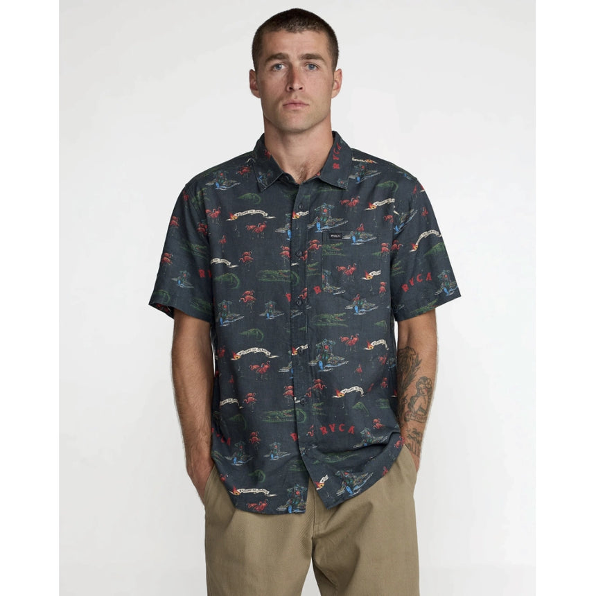 RVCA RVCA Men's Reception Short Sleeve Shirt - Multi Multi S Mens Button Up Short Sleeve Shirts