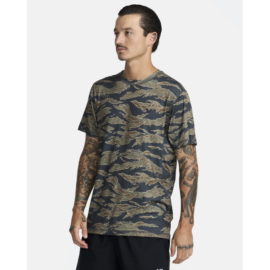 RVCA RVCA Men's Sport Vent Short Sleeve Shirt - Tiger Camo Tiger Camo S Mens Button Up Short Sleeve Shirts