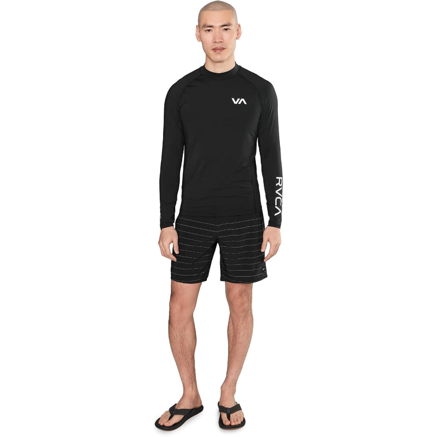 RVCA RVCA Men's Steady Stripe Swim Trunk - Black Black 28 Mens Board Shorts