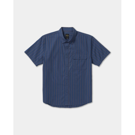 RVCA RVCA Men's TJP Dayshift Stripe Short Sleeve Shirt - Moody Blue Moody Blue M Mens Button Up Short Sleeve Shirts