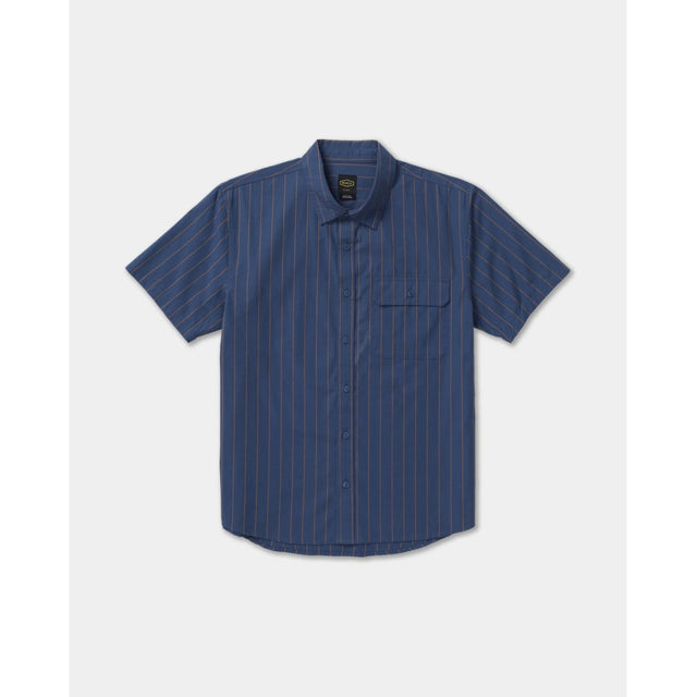 RVCA RVCA Men's TJP Dayshift Stripe Short Sleeve Shirt - Moody Blue Moody Blue M Mens Button Up Short Sleeve Shirts