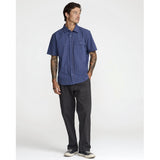 RVCA RVCA Men's TJP Dayshift Stripe Short Sleeve Shirt - Moody Blue Moody Blue M Mens Button Up Short Sleeve Shirts