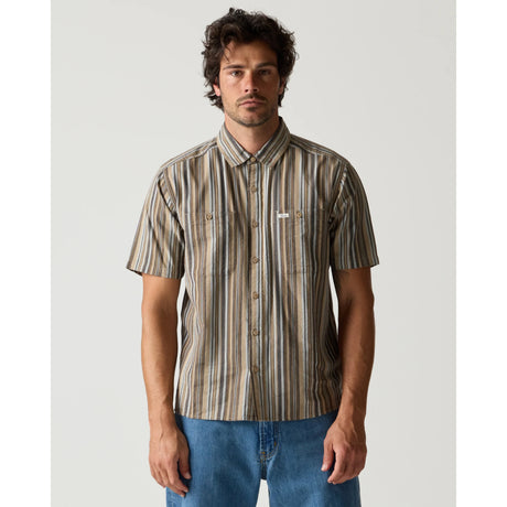 RVCA RVCA Men's Talum Short Sleeve Shirt - Blue Blue S Mens Button Up Short Sleeve Shirts