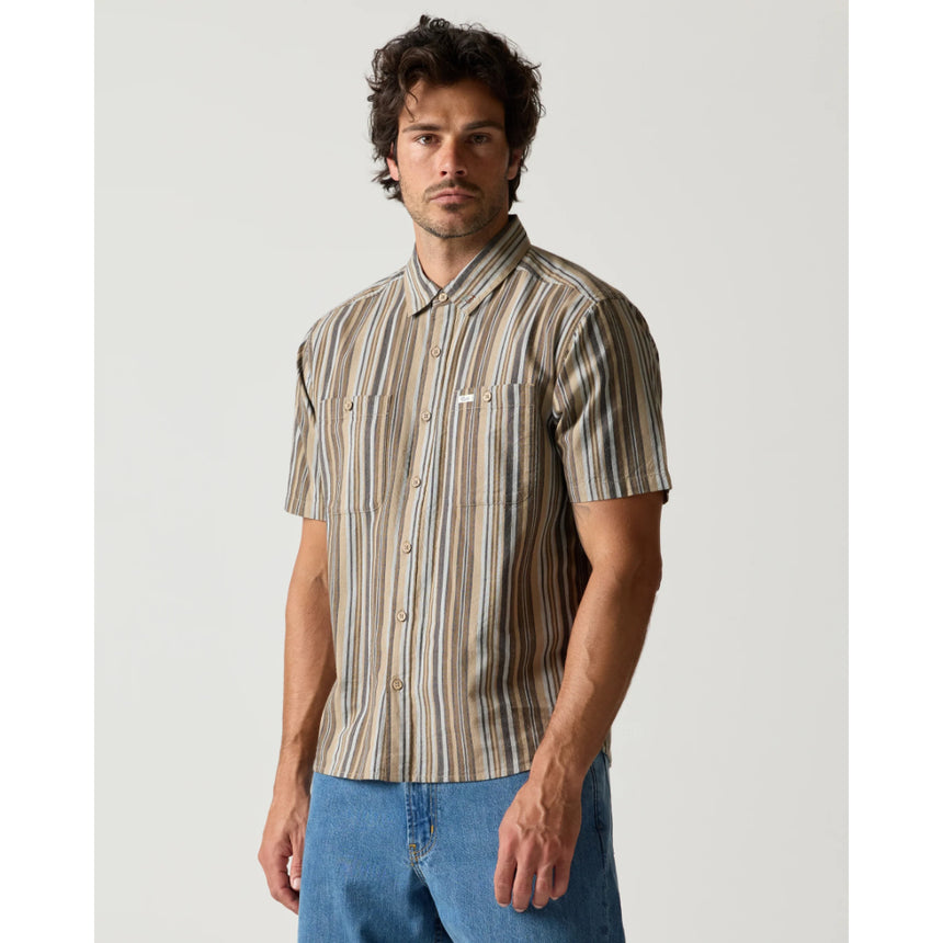 RVCA RVCA Men's Talum Short Sleeve Shirt - Blue Blue S Mens Button Up Short Sleeve Shirts