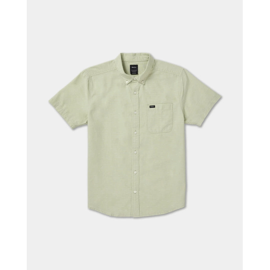 RVCA RVCA Men's That'll Do Dobby Short Sleeve Shirt - Laurel Green Laurel Green S Mens Button Up Short Sleeve Shirts