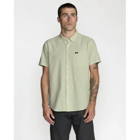 RVCA RVCA Men's That'll Do Dobby Short Sleeve Shirt - Laurel Green Laurel Green S Mens Button Up Short Sleeve Shirts