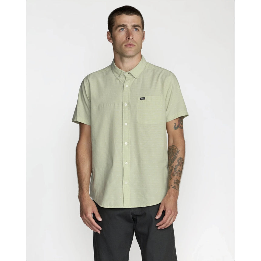 RVCA RVCA Men's That'll Do Dobby Short Sleeve Shirt - Laurel Green Laurel Green S Mens Button Up Short Sleeve Shirts