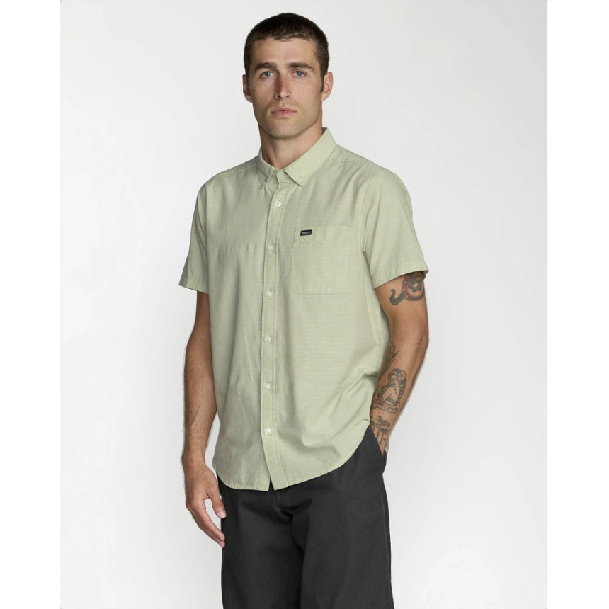 RVCA RVCA Men's That'll Do Dobby Short Sleeve Shirt - Laurel Green Laurel Green S Mens Button Up Short Sleeve Shirts