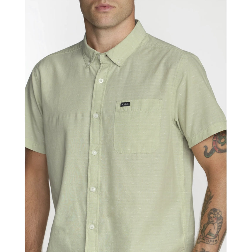RVCA RVCA Men's That'll Do Dobby Short Sleeve Shirt - Laurel Green Laurel Green S Mens Button Up Short Sleeve Shirts