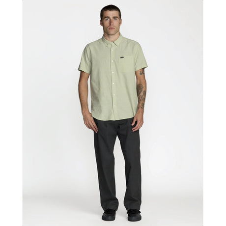 RVCA RVCA Men's That'll Do Dobby Short Sleeve Shirt - Laurel Green Laurel Green S Mens Button Up Short Sleeve Shirts