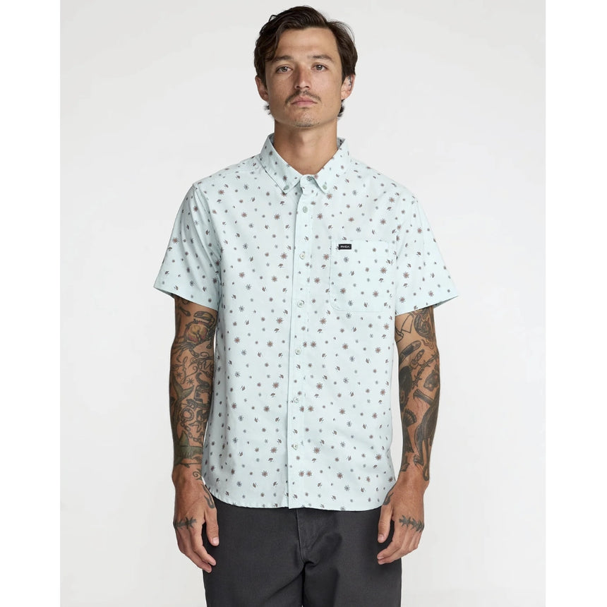 RVCA RVCA Men's That'll Do Print Short Sleeve - Blue Haze Blue Haze S Mens Button Up Short Sleeve Shirts