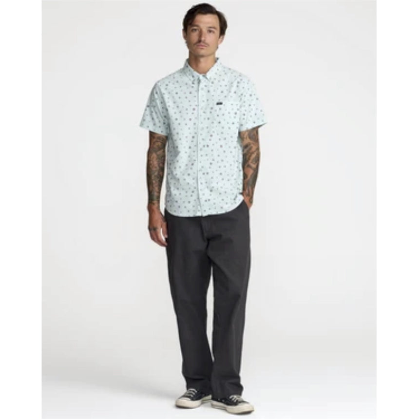 RVCA RVCA Men's That'll Do Print Short Sleeve - Blue Haze Blue Haze S Mens Button Up Short Sleeve Shirts