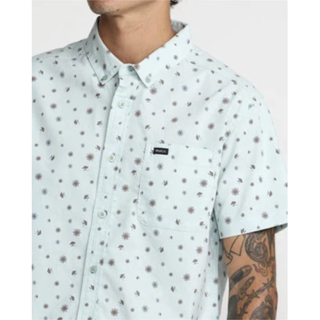 RVCA RVCA Men's That'll Do Print Short Sleeve - Blue Haze Blue Haze S Mens Button Up Short Sleeve Shirts