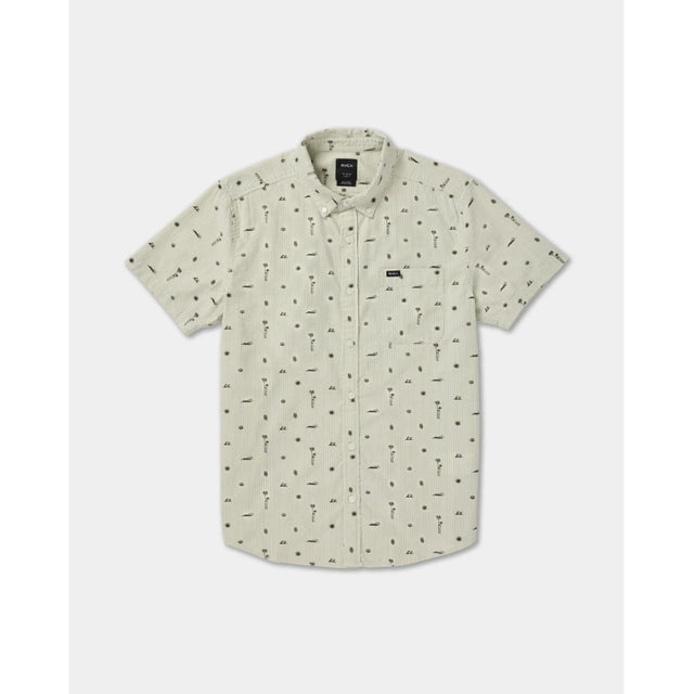 RVCA RVCA Men's That'll Do Seersucker Short Sleeve Shirt - Ranger Green Ranger Green S Mens Button Up Short Sleeve Shirts