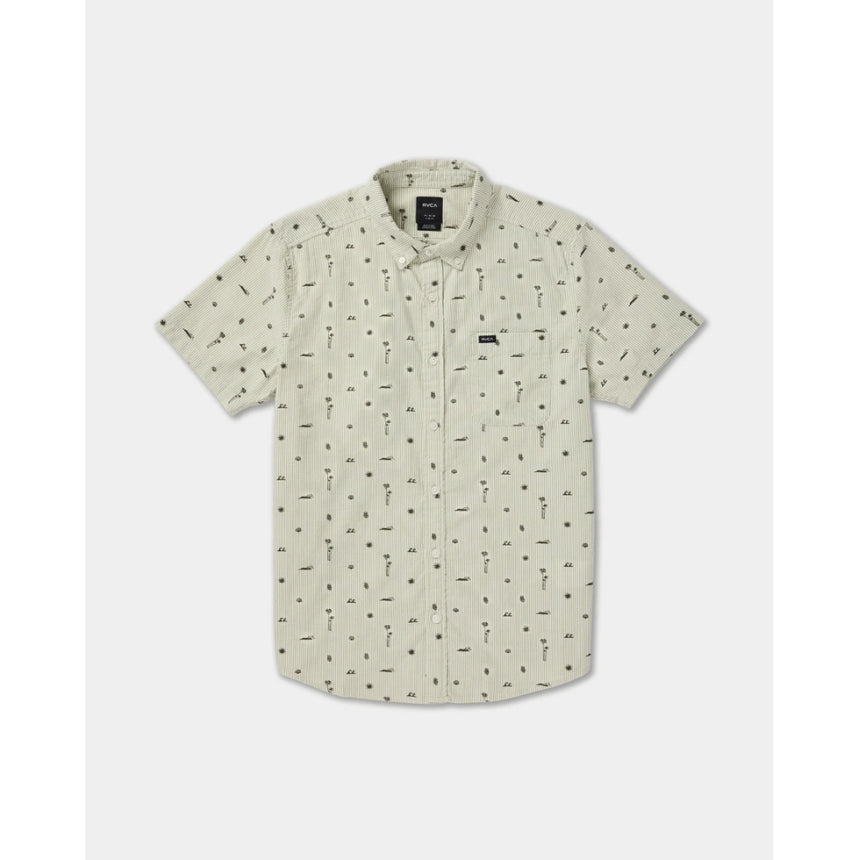 RVCA RVCA Men's That'll Do Seersucker Short Sleeve Shirt - Ranger Green Ranger Green S Mens Button Up Short Sleeve Shirts