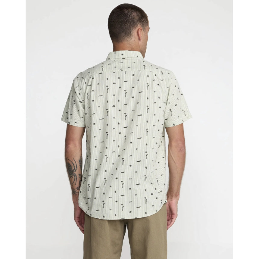RVCA RVCA Men's That'll Do Seersucker Short Sleeve Shirt - Ranger Green Ranger Green S Mens Button Up Short Sleeve Shirts