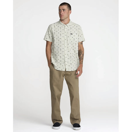 RVCA RVCA Men's That'll Do Seersucker Short Sleeve Shirt - Ranger Green Ranger Green S Mens Button Up Short Sleeve Shirts