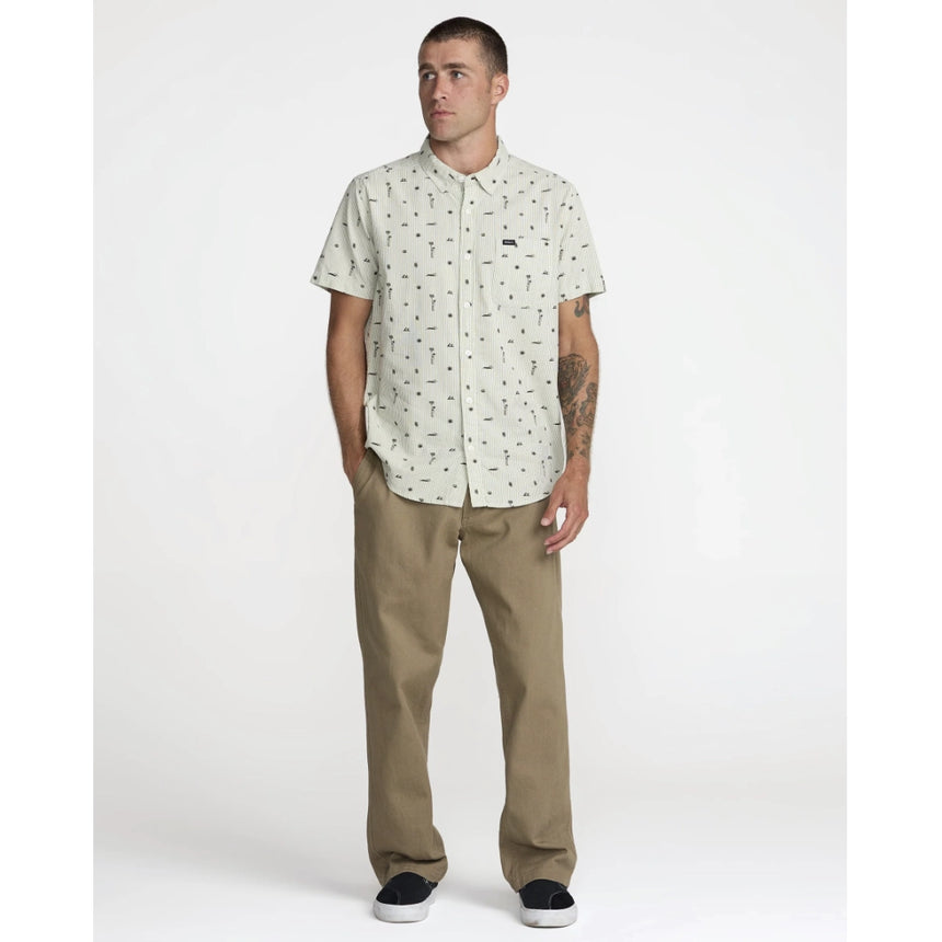 RVCA RVCA Men's That'll Do Seersucker Short Sleeve Shirt - Ranger Green Ranger Green S Mens Button Up Short Sleeve Shirts
