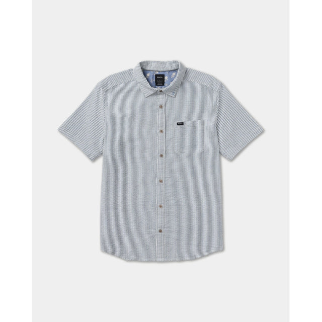 RVCA RVCA Men's That'll Do Seersucker Short Sleeve Shirt - Vintage Navy Vintage Navy S Mens Button Up Short Sleeve Shirts