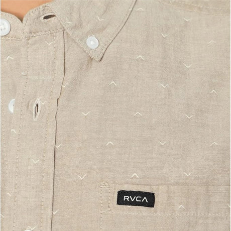 RVCA RVCA Men's Thatll Do Dobby Short Sleeve Shirt - Sand Sand S Mens Button Up Short Sleeve Shirts
