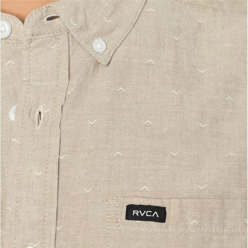 RVCA RVCA Men's Thatll Do Dobby Short Sleeve Shirt - Sand Sand S Mens Button Up Short Sleeve Shirts