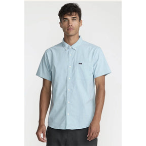 RVCA RVCA Men's Thatll Do Stretch Short Sleeve Shirt - Deep Teal Deep Teal S Mens Button Up Short Sleeve Shirts