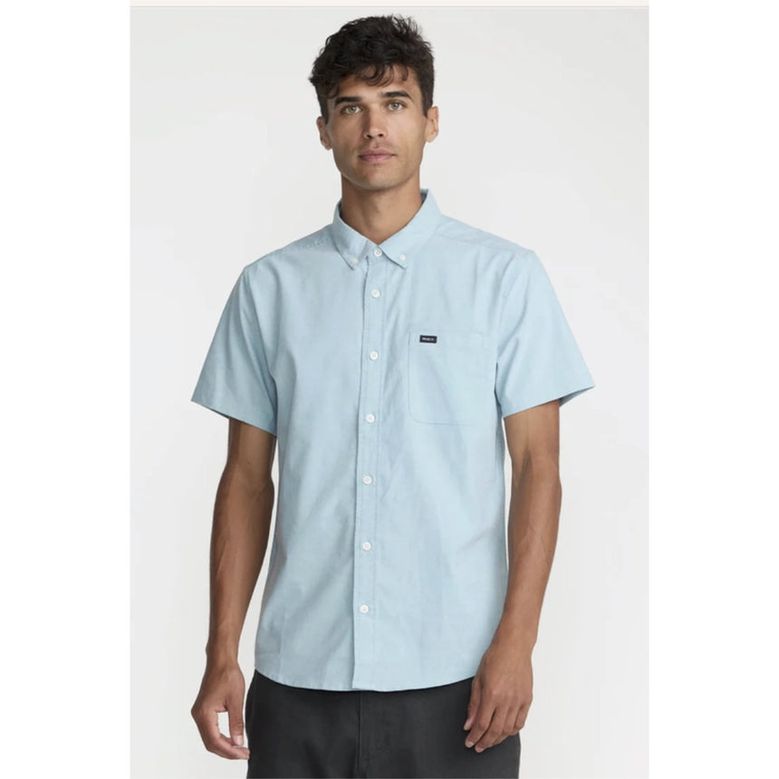 RVCA RVCA Men's Thatll Do Stretch Short Sleeve Shirt - Deep Teal Deep Teal S Mens Button Up Short Sleeve Shirts