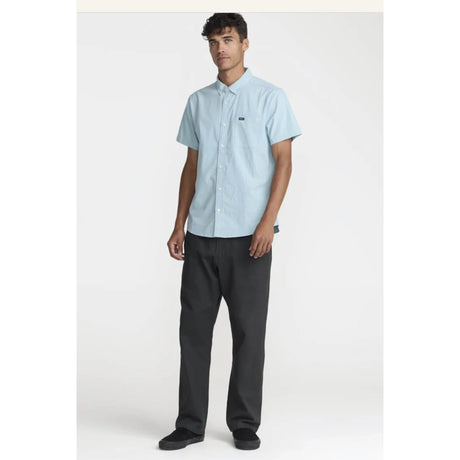 RVCA RVCA Men's Thatll Do Stretch Short Sleeve Shirt - Deep Teal Deep Teal S Mens Button Up Short Sleeve Shirts