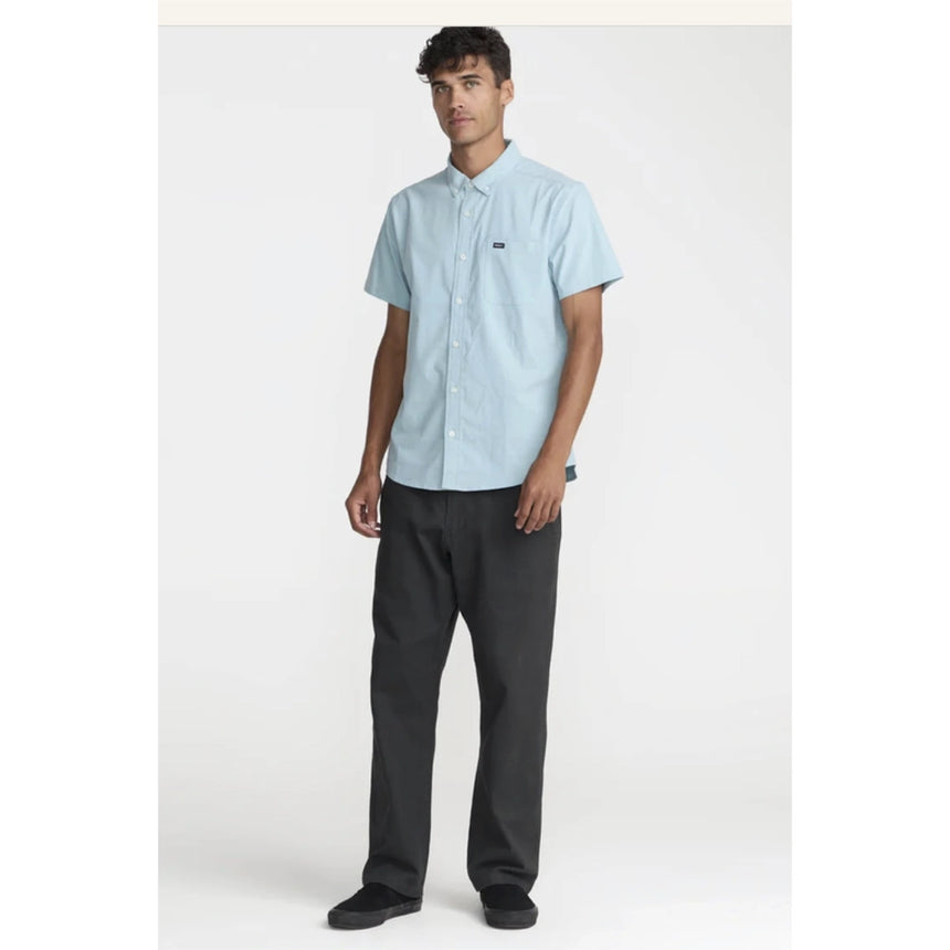 RVCA RVCA Men's Thatll Do Stretch Short Sleeve Shirt - Deep Teal Deep Teal S Mens Button Up Short Sleeve Shirts