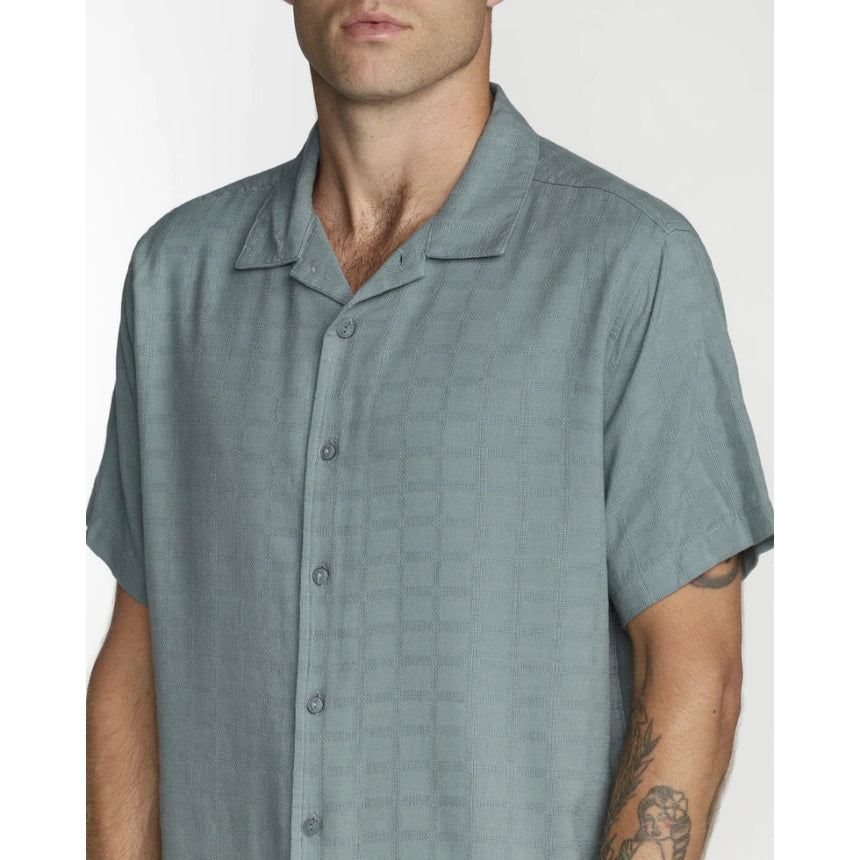 RVCA RVCA Men's Vacancy Short Sleeve Shirt - Lead Lead S Mens Button Up Short Sleeve Shirts
