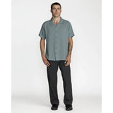 RVCA RVCA Men's Vacancy Short Sleeve Shirt - Lead Lead S Mens Button Up Short Sleeve Shirts
