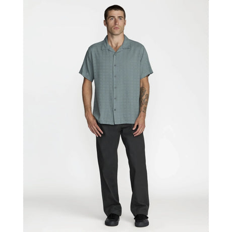 RVCA RVCA Men's Vacancy Short Sleeve Shirt - Lead Lead S Mens Button Up Short Sleeve Shirts